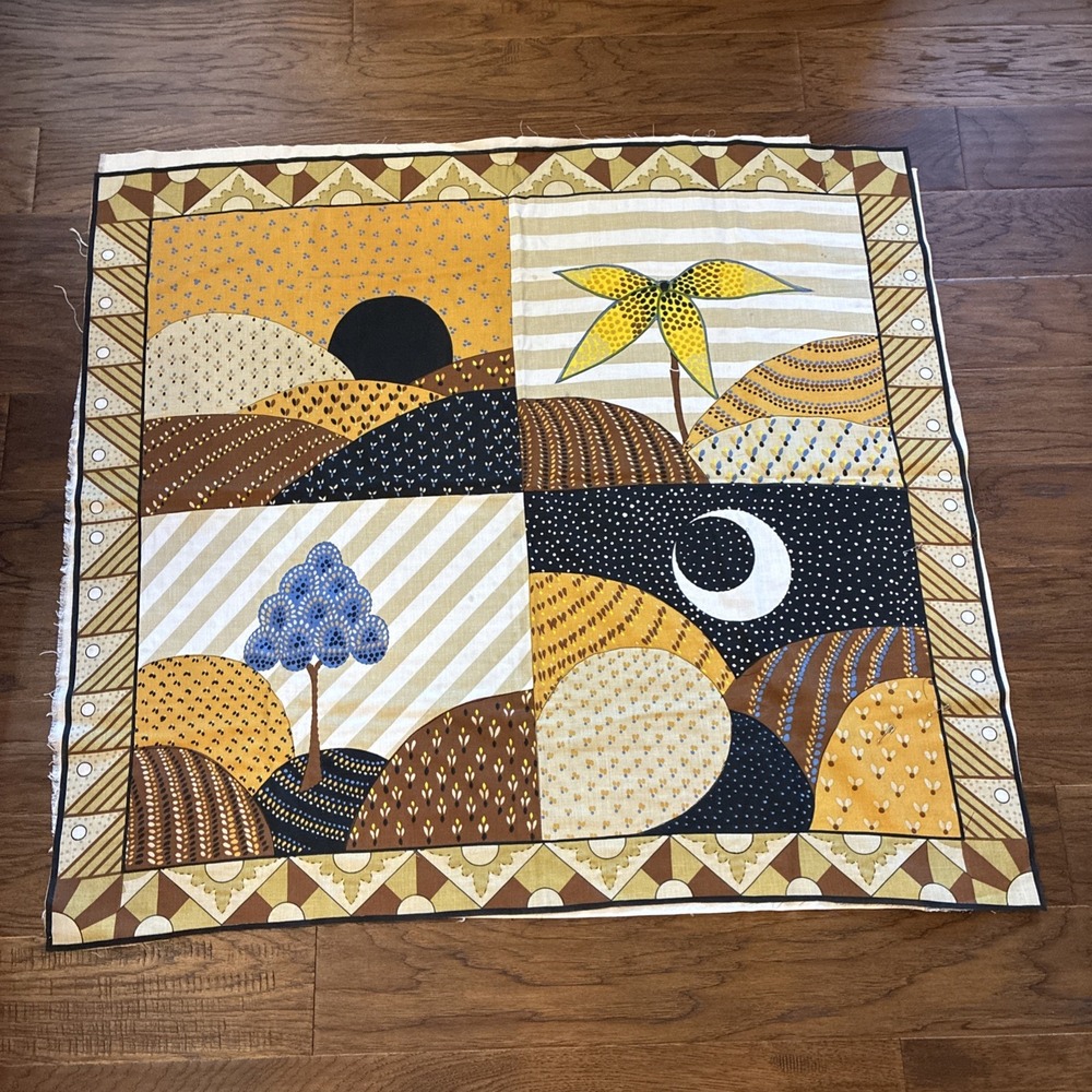 70s Unfinished Wall Hanging Coverlet VTG Work In Progress Cottagecore 37x42"